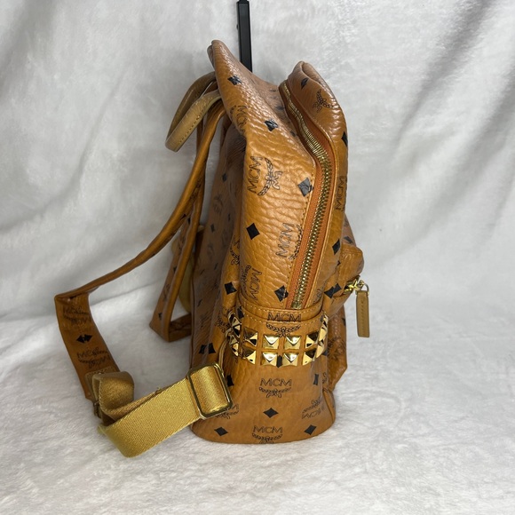 MCM Tan Backpack with Gold Accents Like New - Picture 3 of 10